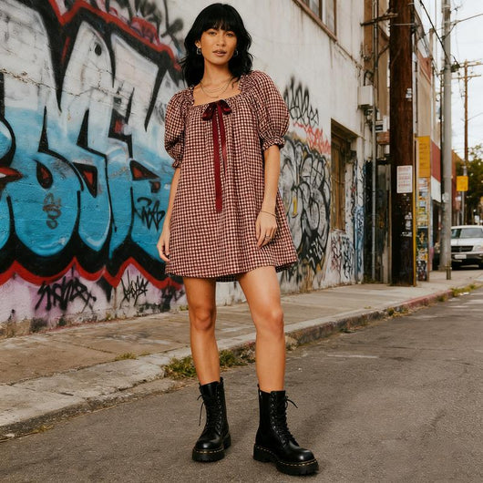 Trendy Mini Dress with Puff Sleeves