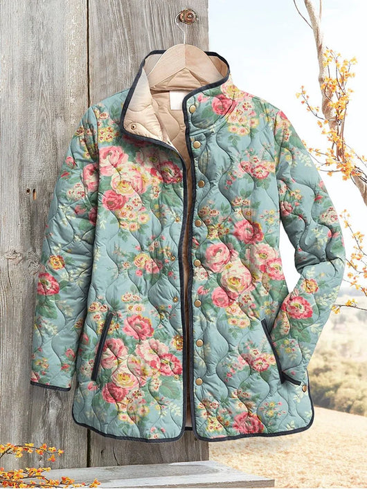 Quilted Floral Print Women's Jacket
