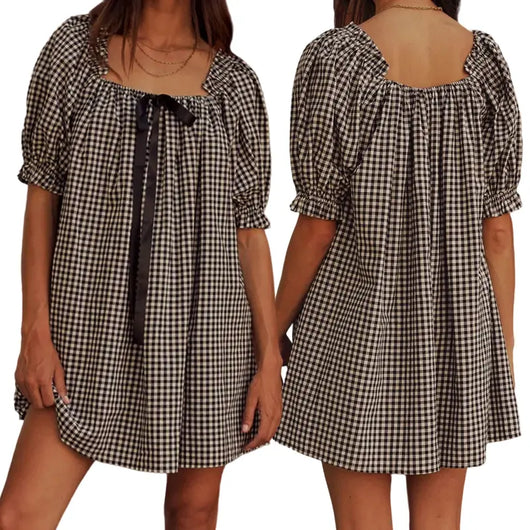 Trendy Mini Dress with Puff Sleeves