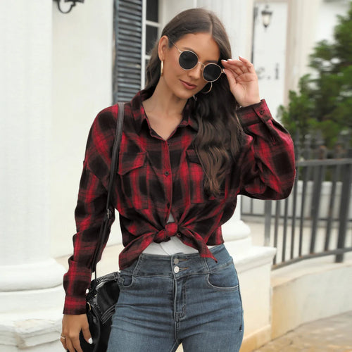 Women’s Vintage Plaid Blouse