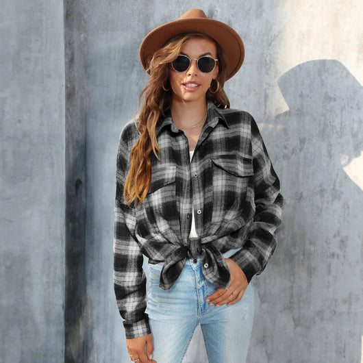 Women’s Vintage Plaid Blouse