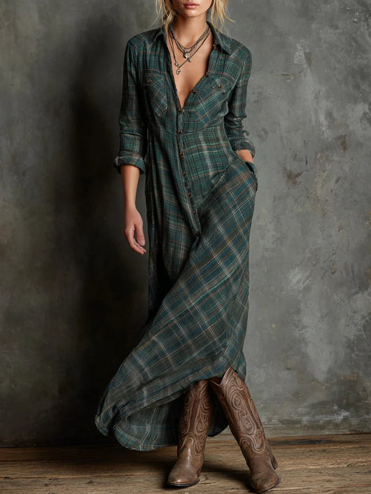 Plaid Check Maxi Dress