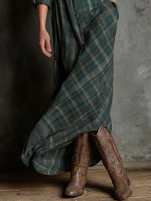 Plaid Check Maxi Dress