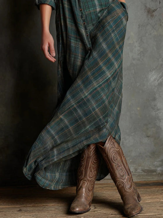 Plaid Check Maxi Dress