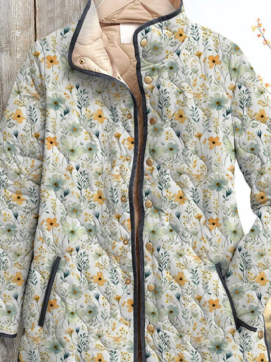 Delightful Floral-Printed Quilted Jacket for Women