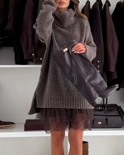 Two-Piece Casual Turtleneck Set