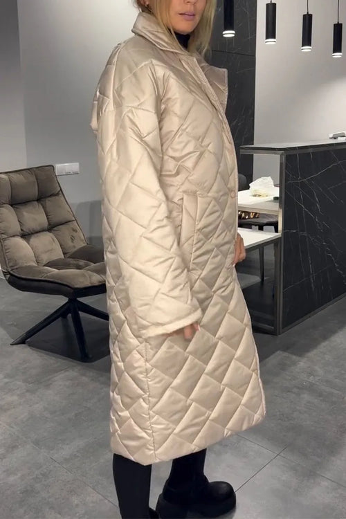 Luxe Quilted Mid Length Coat