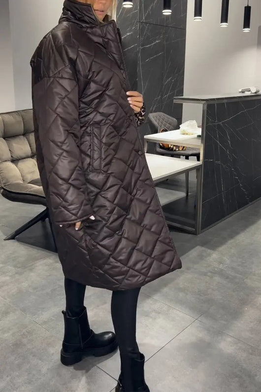 Luxe Quilted Mid Length Coat