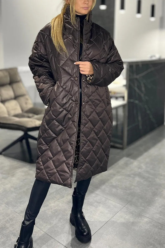 Luxe Quilted Mid Length Coat