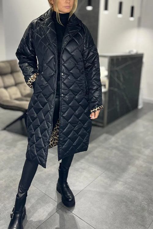 Luxe Quilted Mid Length Coat